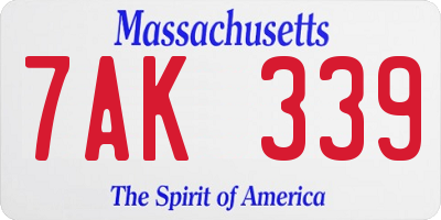 MA license plate 7AK339
