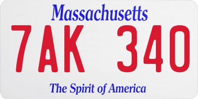 MA license plate 7AK340