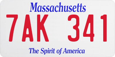 MA license plate 7AK341