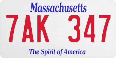MA license plate 7AK347