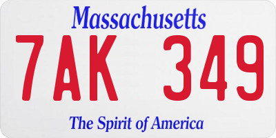 MA license plate 7AK349