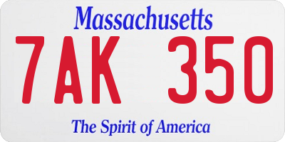 MA license plate 7AK350