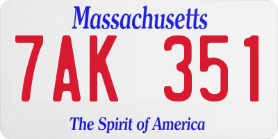 MA license plate 7AK351