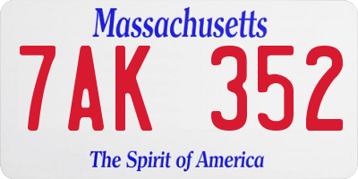 MA license plate 7AK352