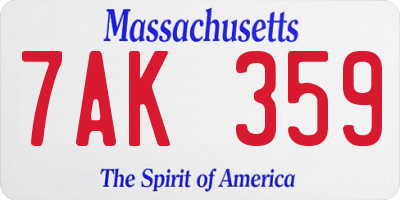 MA license plate 7AK359