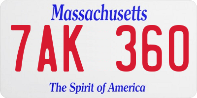 MA license plate 7AK360