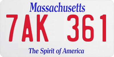MA license plate 7AK361