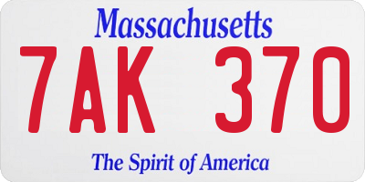 MA license plate 7AK370