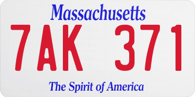 MA license plate 7AK371