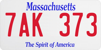 MA license plate 7AK373