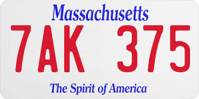 MA license plate 7AK375