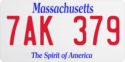 MA license plate 7AK379