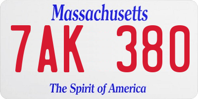 MA license plate 7AK380