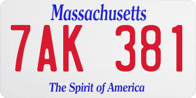 MA license plate 7AK381