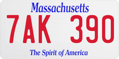 MA license plate 7AK390