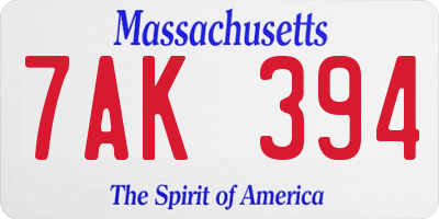 MA license plate 7AK394
