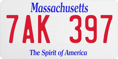 MA license plate 7AK397