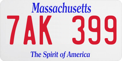 MA license plate 7AK399