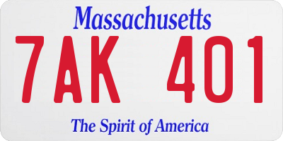 MA license plate 7AK401
