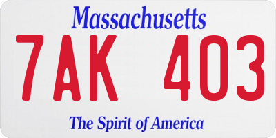 MA license plate 7AK403