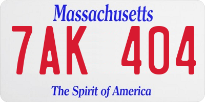 MA license plate 7AK404