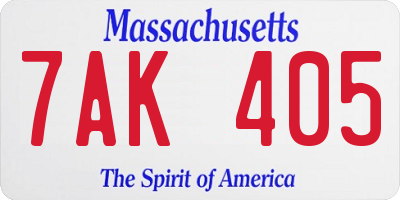 MA license plate 7AK405