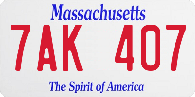 MA license plate 7AK407