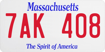 MA license plate 7AK408