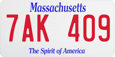 MA license plate 7AK409