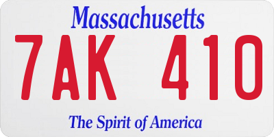 MA license plate 7AK410