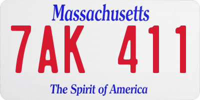 MA license plate 7AK411