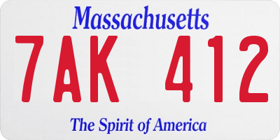 MA license plate 7AK412