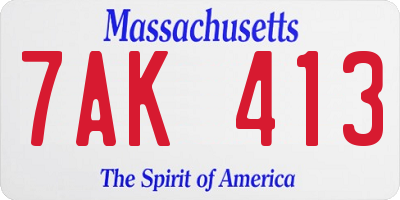 MA license plate 7AK413