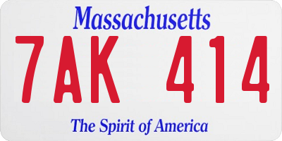 MA license plate 7AK414