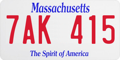 MA license plate 7AK415