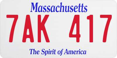 MA license plate 7AK417