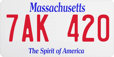 MA license plate 7AK420