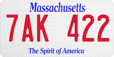 MA license plate 7AK422