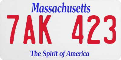 MA license plate 7AK423
