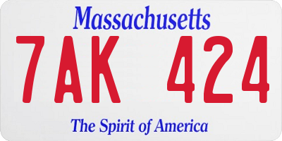 MA license plate 7AK424