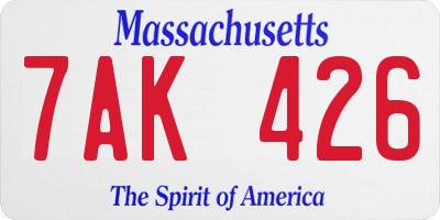 MA license plate 7AK426