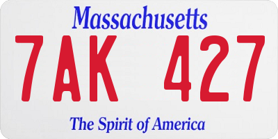 MA license plate 7AK427