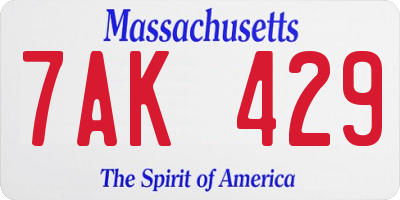 MA license plate 7AK429