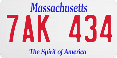 MA license plate 7AK434