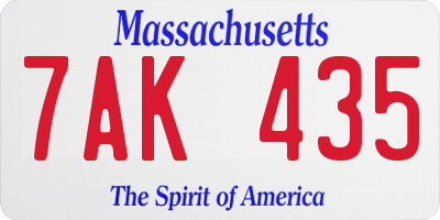 MA license plate 7AK435