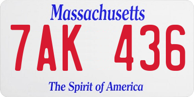 MA license plate 7AK436