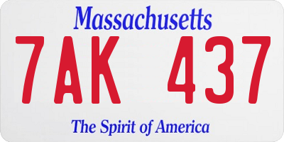 MA license plate 7AK437