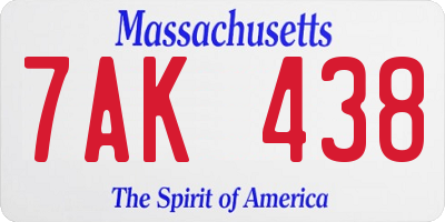 MA license plate 7AK438