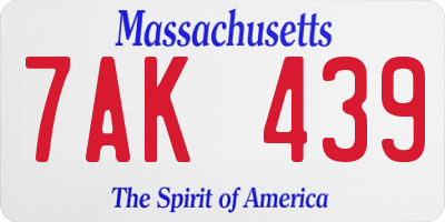 MA license plate 7AK439
