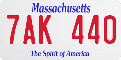 MA license plate 7AK440